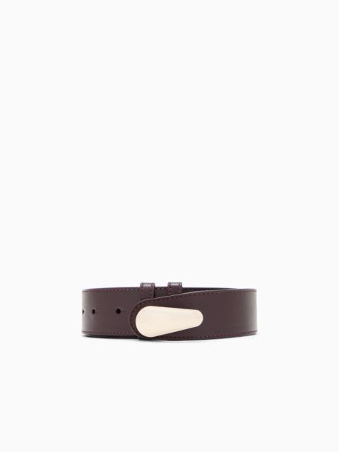 GIORGIO ARMANI SHINY LEATHER BELT WITH A TEARDROP-SHAPED TWIST LOCK