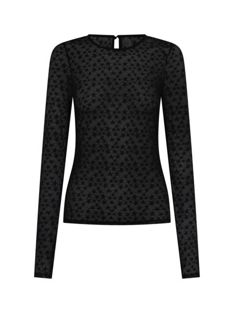 ONE TEASPOON Black Magic Star Sheer Mesh Longsleeve Top - Black
