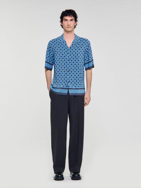 Sandro SQUARE CROSS MOTIF FLOWING SHIRT
