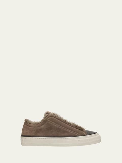 Brunello Cucinelli Monili Detail Shearling-Lined Slip-On Sneakers