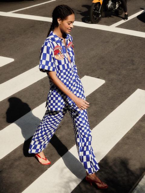 FARM RIO Blue Dream Checkered Lenzing Ecovero Euroflax Pants