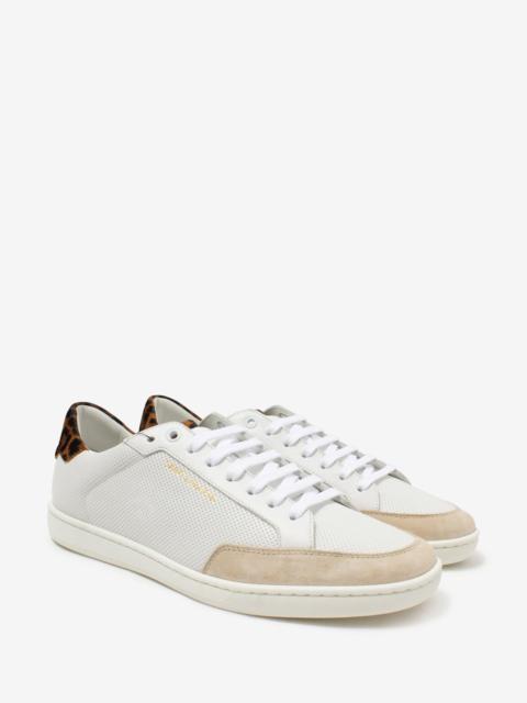 SAINT LAURENT Court Classic SL/10 White Perforated Leather Trainers