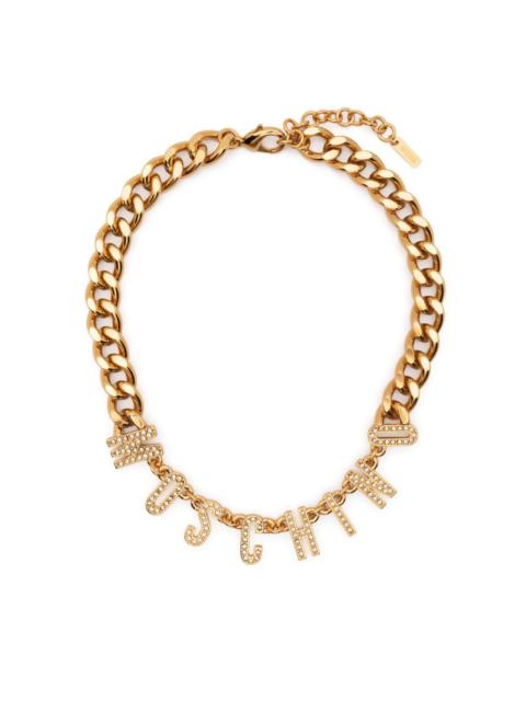 Moschino logo crystal-embellished chain necklace