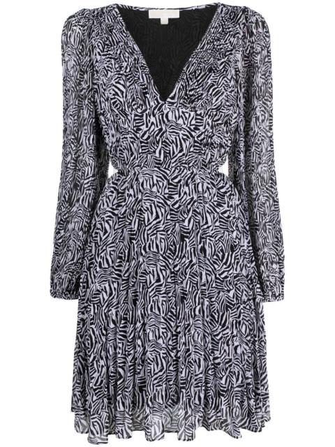 MICHAEL KORS pleated zebra-print mini dress