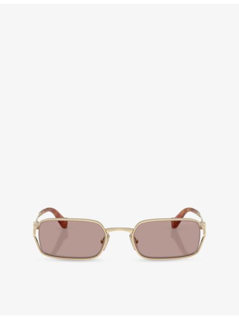 Miu Miu MU C50S Rectangle-Frame Metal Sunglasses