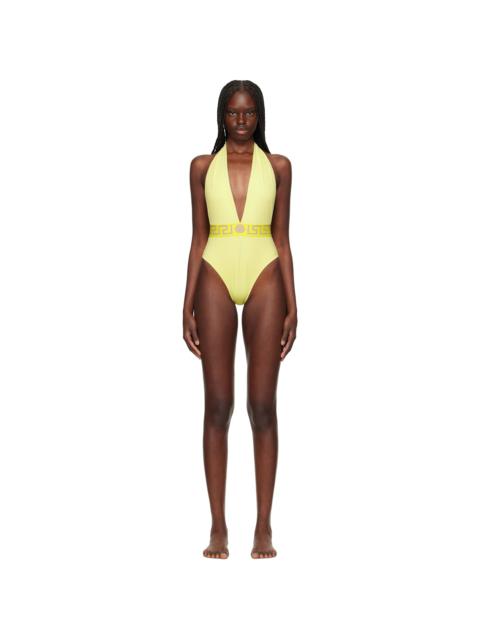 VERSACE Yellow Lycra Vita Recycled New Logo Swimsuit