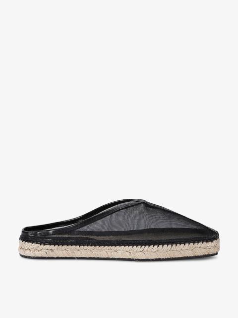 Square-toe backless mesh mules