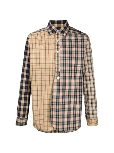 plaid-check long-sleeve cotton shirt
