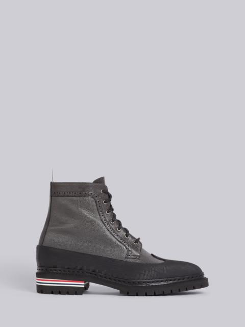 Thom Browne Medium Grey Pebbled Calfskin Vulcanized Longwing Boot