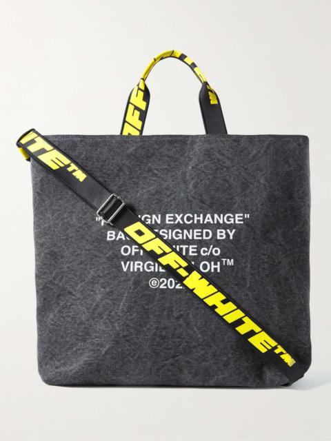 Off-White Hard Core Printed Webbing-Trimmed Canvas Tote