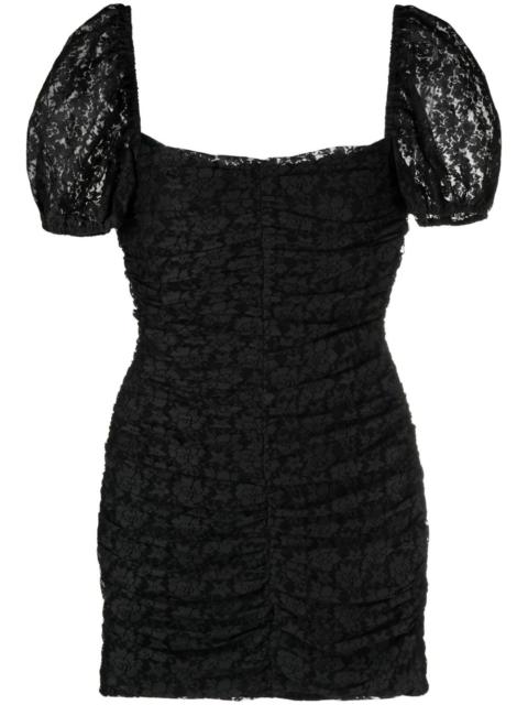 floral-lace ruched minidress