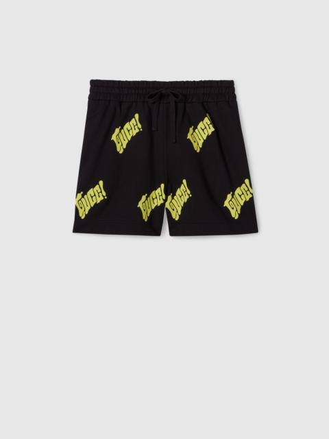 GUCCI Embroidered cotton jersey shorts