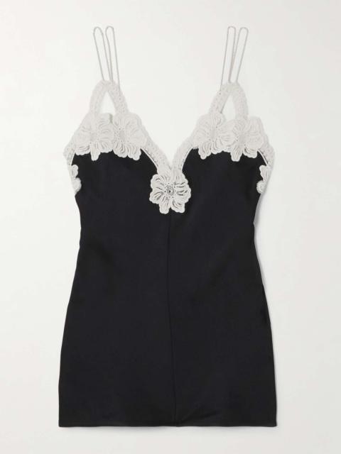 Jil Sander Guipure lace-trimmed satin camisole Black