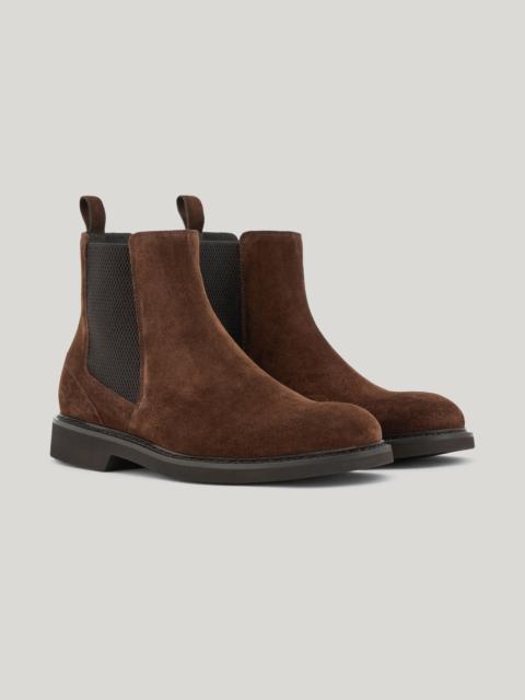 Canali DARK BROWN SUEDE CHELSEA BOOTS