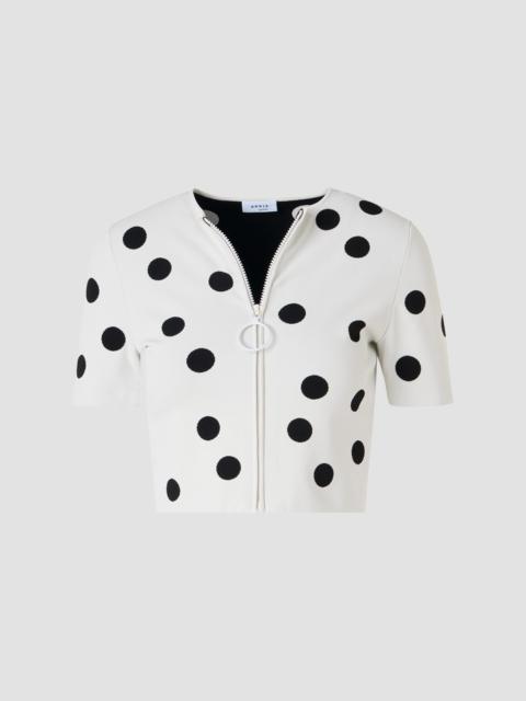 AKRIS Women's Polka Dot Crop Zip-Front Cardigan - Cream Black