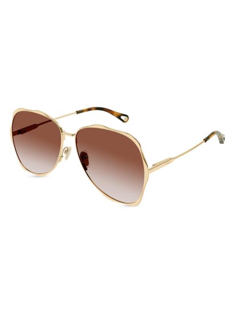 Chloé Women's Honoré 60MM Aviator Sunglasses - Gold Brown