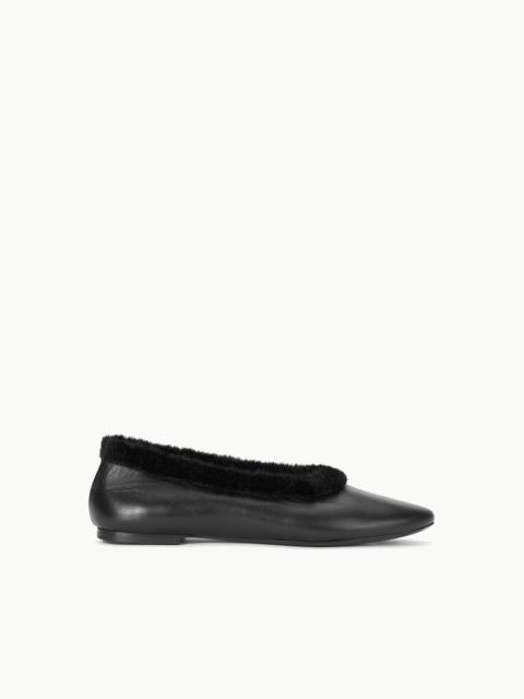 STAUD ALBA FAUX FUR TRIM BALLET BLACK