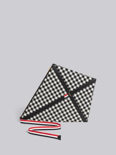 Thom Browne Black and White Gingham and Seersucker Wool Suiting Kite Bag