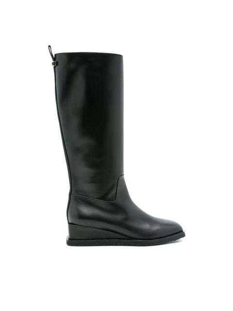FERRAGAMO Wayde leather wedge boots