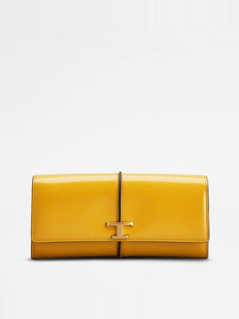 Tod's T TIMELESS WALLET IN LEATHER - YELLOW