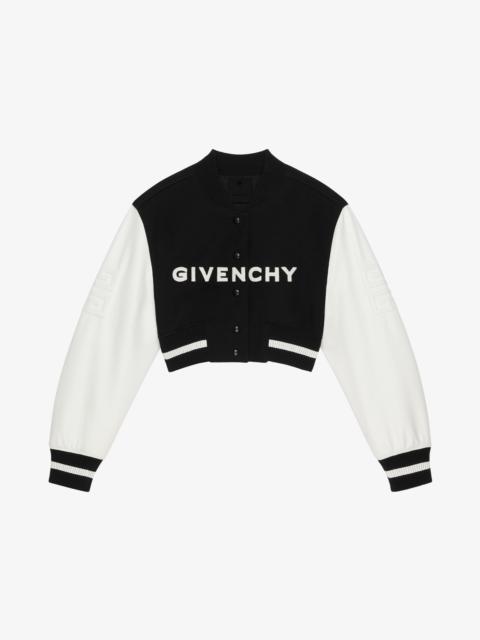 Givenchy GIVENCHY CROPPED VARSITY JACKET IN WOOL AND LEATHER