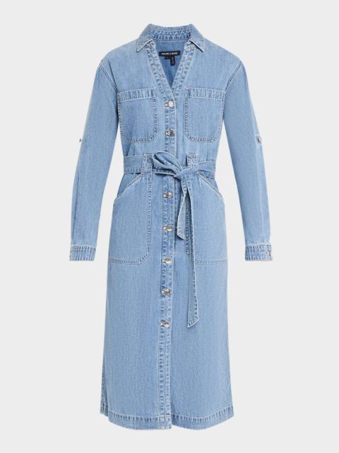 VERONICA BEARD Evelyn Belted Denim Shirtdress
