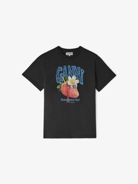GANNI T-SHIRT WITH STRAWBERRY