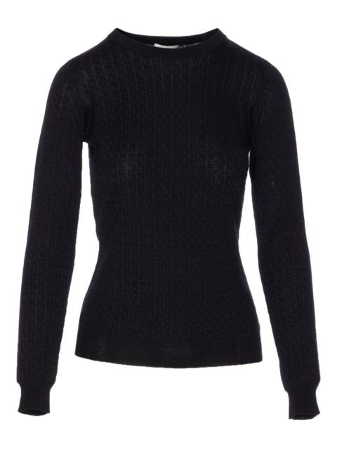 ELISABETTA FRANCHI logo-pattern crew-neck sweater