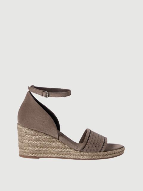 Brunello Cucinelli Suede espadrille wedges with broderie anglaise