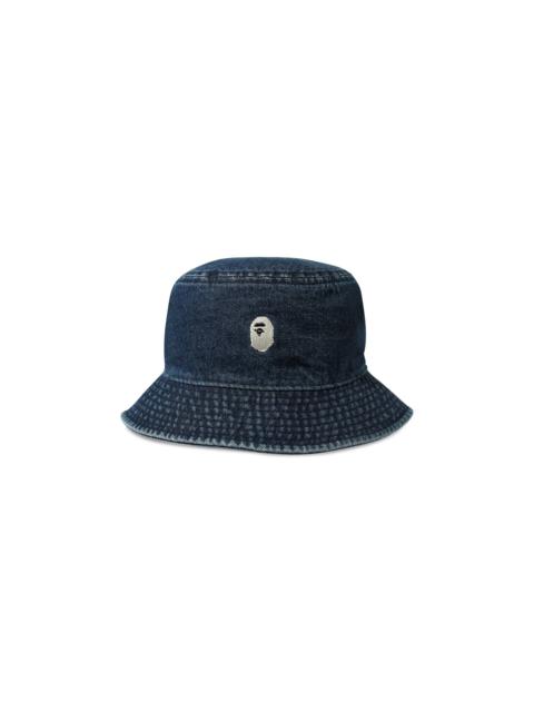 A BATHING APE® BAPE One Point Denim Bucket Hat 'Indigo'