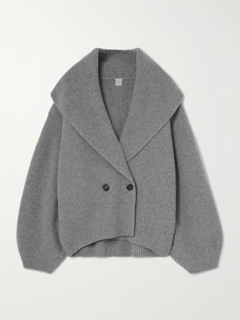 TOTEME Oversized ribbed wool cardigan Gray