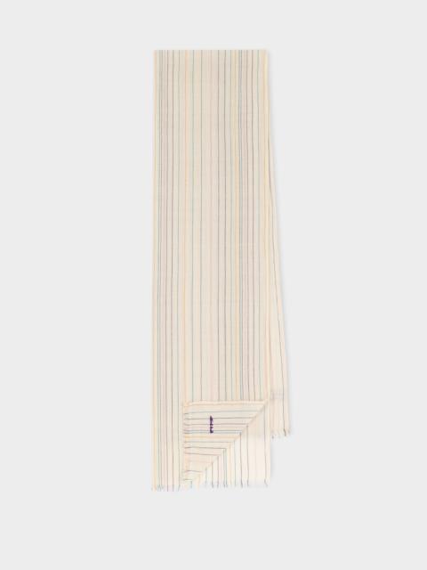 Ecru Stitch Stripe Cotton Scarf