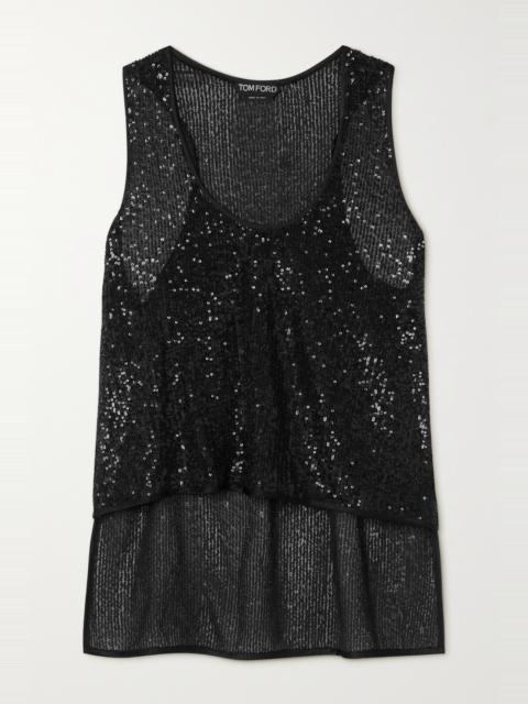 Sequined tulle tank