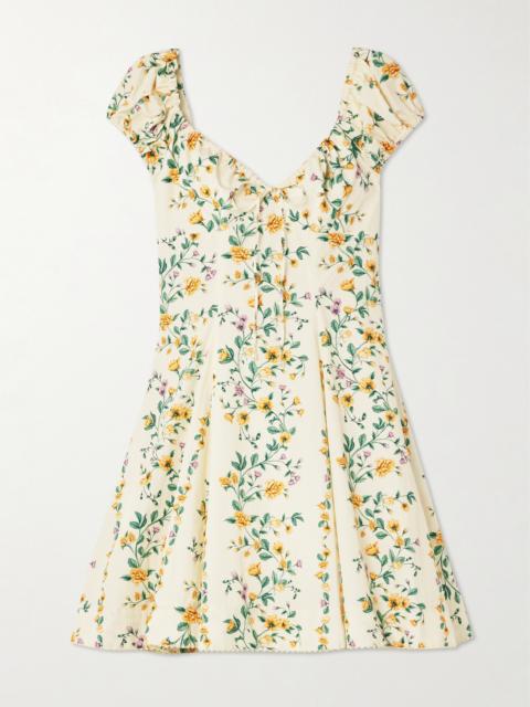 Agua by Agua Bendita Mati Chinesis Floral-print Pleated Cotton Mini Dress