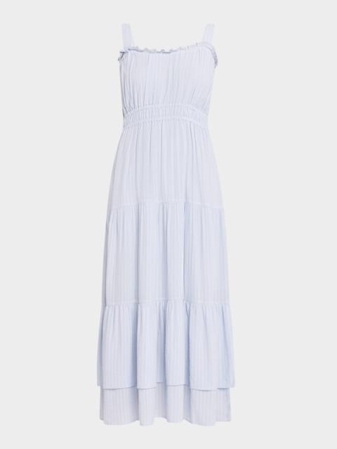 PAIGE Persimmon Tiered Midi Dress
