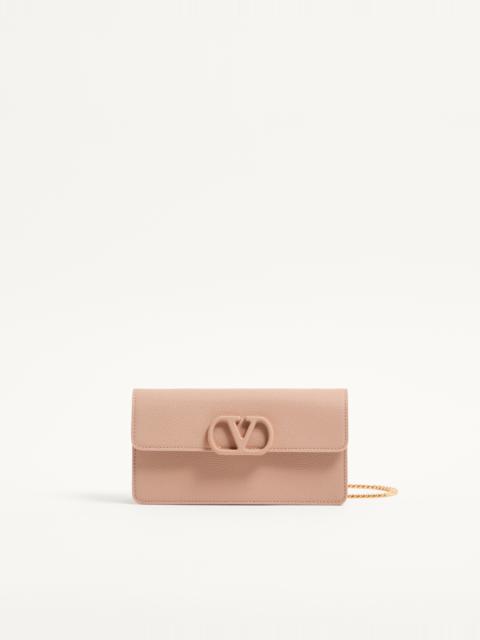 Valentino VLOGO SIGNATURE GRAINY CALFSKIN WALLET WITH CHAIN