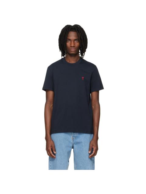 AMI Paris Navy Cotton Red Ami de Coeur T-shirt