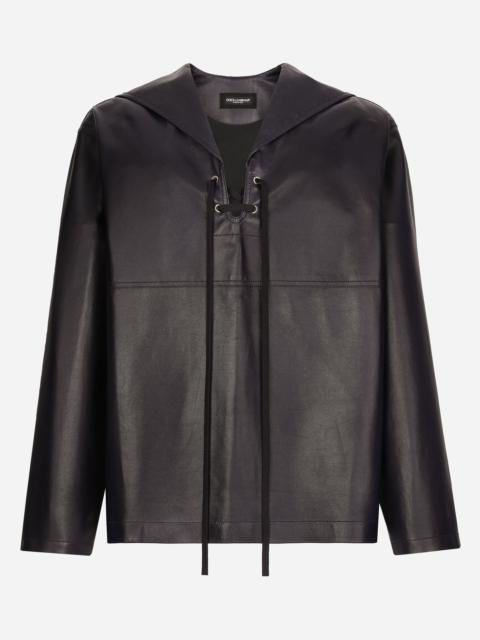Dolce & Gabbana Leather blouse with sailor-style cape