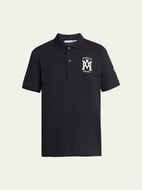Moncler Men's Cotton Archive Logo Polo Shirt