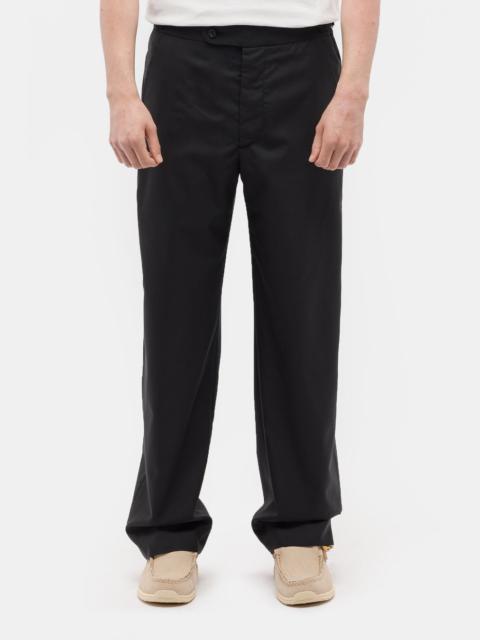 Tropical Wool Side Buckle Trousers in Black