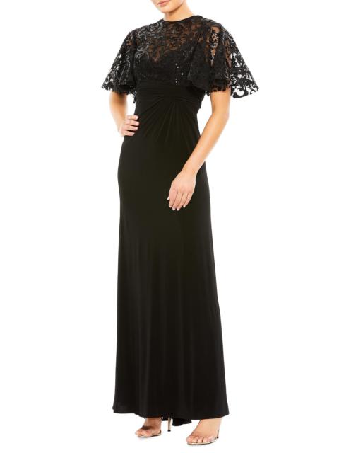 MAC DUGGAL Women's Embellished Butterfly-Sleeve Gown - Black