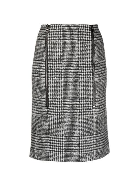 Prince of Wales pattern zip-up skirt