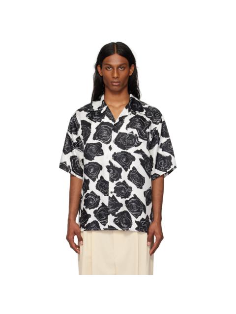 Marni White & Black Cybele Print Silk Bowling Shirt