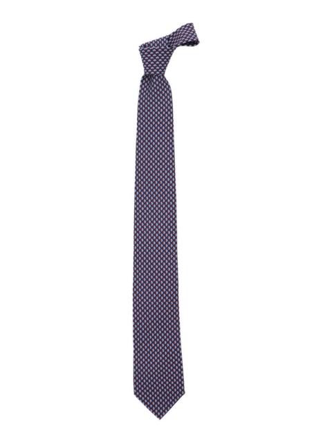 Salvatore Ferragamo Blue Tie With Rear Tie Closure And All-Over Gancini Print In Silk Man
