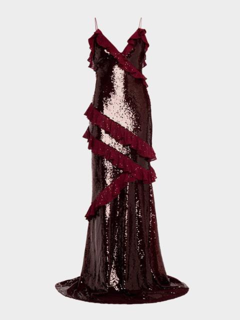 LoveShackFancy Rialto Sequined Maxi Dress