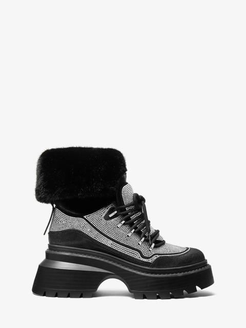 MICHAEL KORS Shiloh Embellished Mixed-Media Boot