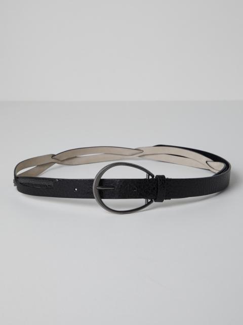 Brunello Cucinelli Glossy hammered calfskin belt with monili