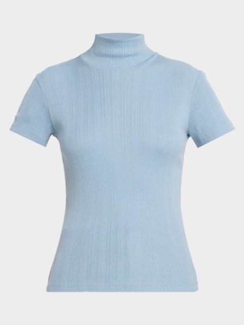 Vince Ribbed Mock-Neck Top