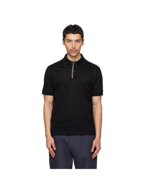 Paul Smith Black 'Signature Stripe' Trim Polo