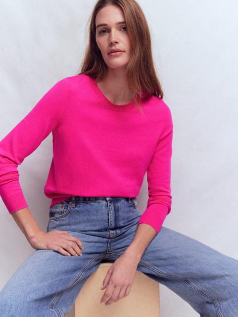 BODEN Emilia Cotton Crew Sweater-Pink Peony